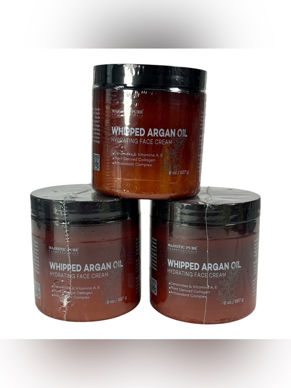 3x Majestic Pure Whipped Argan Oil Hydrating Face Cream 8 oz Sealed
